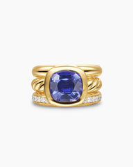 DY Mercer® Color Three Row Stone Ring in 18K Yellow Gold with Iolite and Diamonds, 12mm