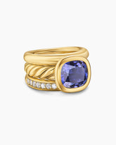 DY Mercer® Color Three Row Stone Ring in 18K Yellow Gold with Iolite and Diamonds, 12mm