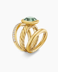 DY Mercer® Color Three Row Stone Ring in 18K Yellow Gold with Prasiolite and Diamonds, 12mm