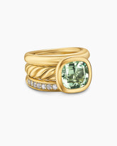 DY Mercer® Color Three Row Stone Ring in 18K Yellow Gold with Prasiolite and Diamonds, 12mm