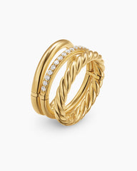 DY Mercer® Three Row Ring in 18K Yellow Gold with Diamonds, 8.9mm