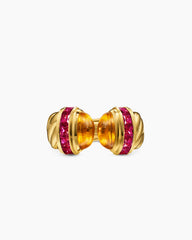 Sculpted Cable Open Cocktail Ring in 18K Yellow Gold with Madeira Citrine and Rubellites, 12.4mm