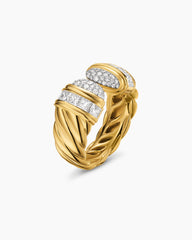 Sculpted Cable Open Cocktail Ring in 18K Yellow Gold with Diamonds, 12.4mm