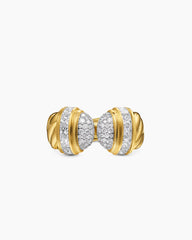 Sculpted Cable Open Cocktail Ring in 18K Yellow Gold with Diamonds, 12.4mm
