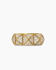 Pyramid Band Ring in 18K Yellow Gold with Diamonds, 9mm