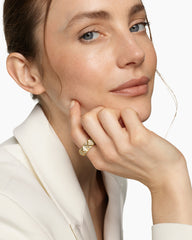 Pyramid Band Ring in 18K Yellow Gold with Diamonds, 9mm