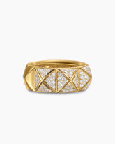 Pyramid Band Ring in 18K Yellow Gold with Diamonds, 9mm