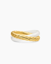 Crossover Two Row Rotating Ring in 18K Yellow Gold with White Ceramic, 7mm