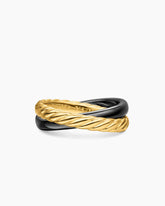 Crossover Two Row Rotating Ring in 18K Yellow Gold with Black Ceramic, 7mm