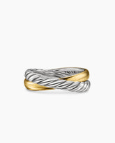 Crossover Two Row Rotating Ring in Sterling Silver with 14K Yellow Gold, 7mm