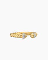Cable Band Open Ring in 18K Yellow Gold with Diamonds, 2.8mm