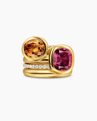 DY Mercer® Color Two Stone Cocktail Ring in 18K Yellow Gold with Madeira Citrine, Pink Tourmaline and Diamonds, 17.7mm