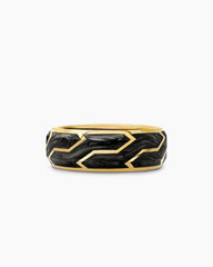 Forged Carbon Band Ring in 18K Yellow Gold, 8.5mm