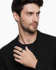 Forged Carbon Band Ring in 18K White Gold, 8.5mm