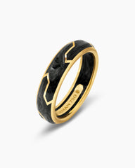 Forged Carbon Band Ring in 18K Yellow Gold, 6mm