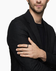 Forged Carbon Band Ring in 18K White Gold, 6mm