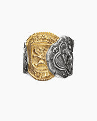 Shipwreck Coin Signet Ring in Sterling Silver with 18K Yellow Gold, 24mm