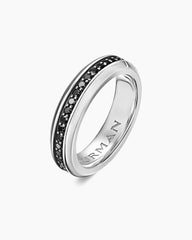 Streamline® Band Ring in 18K White Gold with Black Diamonds, 6mm