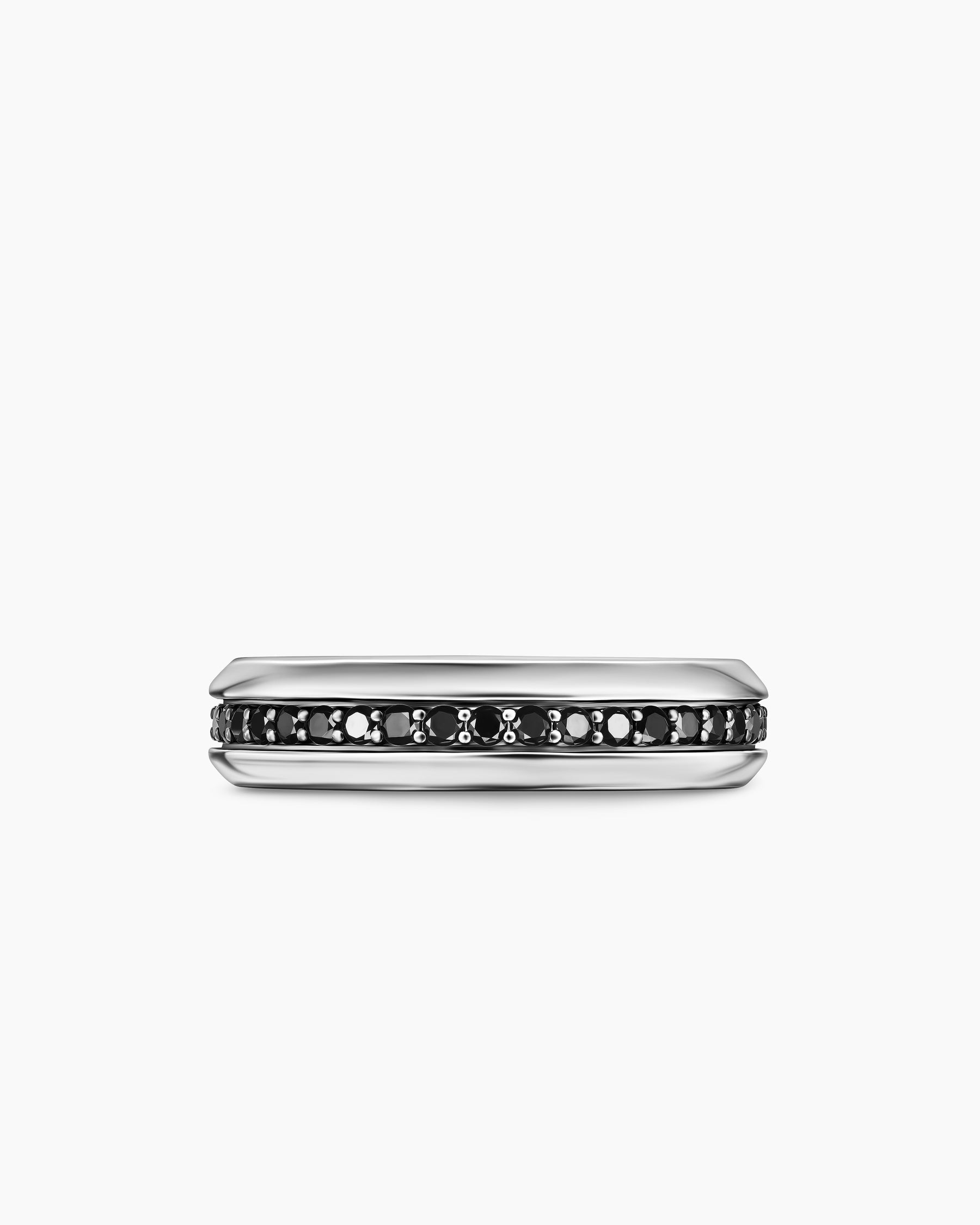 Streamline® Band Ring in 18K White Gold with Black Diamonds, 6mm