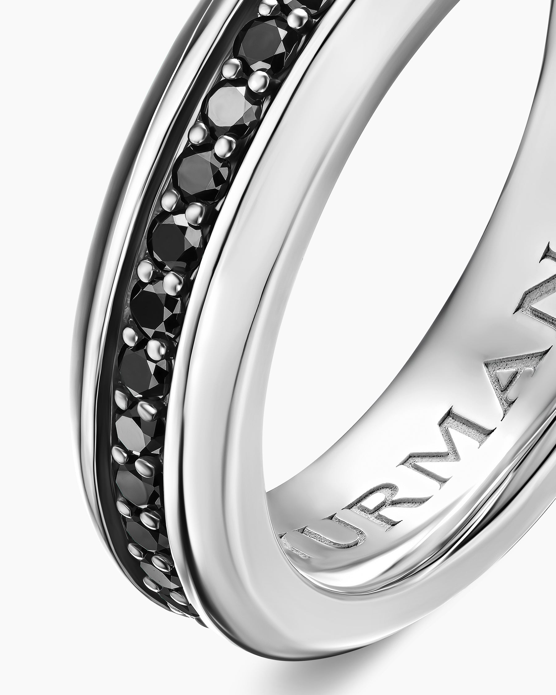 Streamline® Band Ring in 18K White Gold with Black Diamonds, 6mm