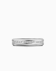 Streamline® Band Ring in 18K White Gold with Diamonds, 6mm