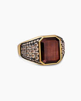 Streamline® Signet Ring in 18K Yellow Gold with Gold Sheen Sapphire and Cognac Diamonds, 17mm