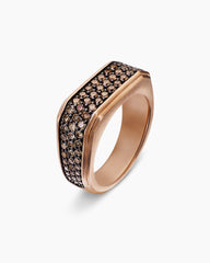 Streamline® Signet Ring in 18K Rose Gold with Cognac Diamonds, 10mm