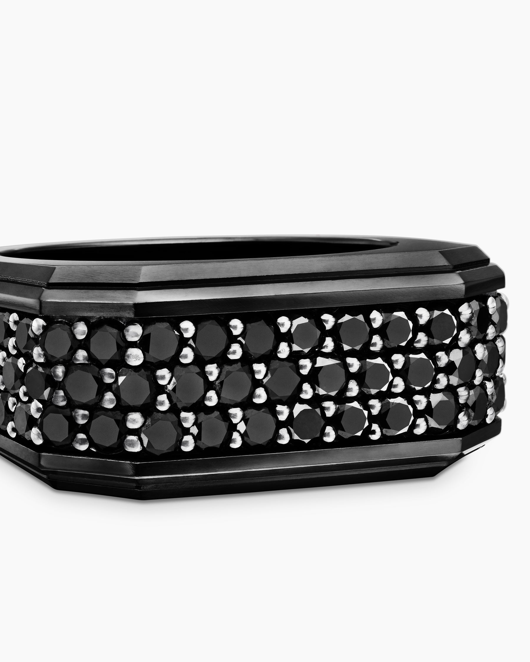 Streamline® Signet Ring in Black Titanium with Black Diamonds, 10mm