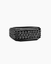 Streamline® Signet Ring in Black Titanium with Black Diamonds, 10mm