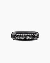 Beveled Band Ring in Black Titanium with Half Pavé Black Diamonds, 6mm