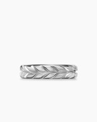 Chevron Band Ring in 18K White Gold, 6mm
