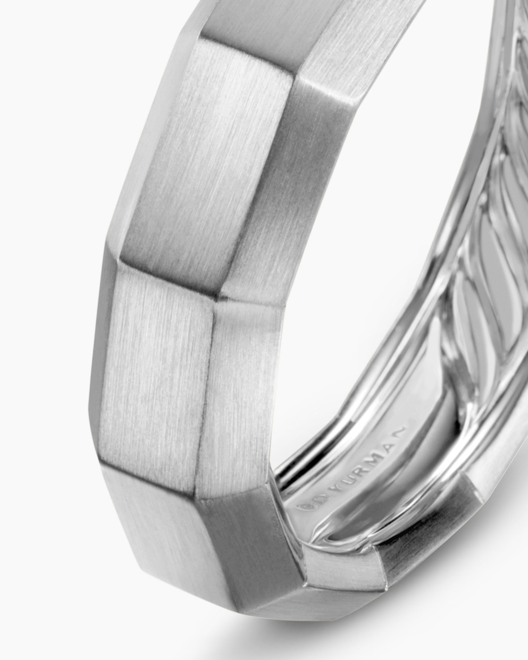 Faceted Band Ring in 18K White Gold, 6mm