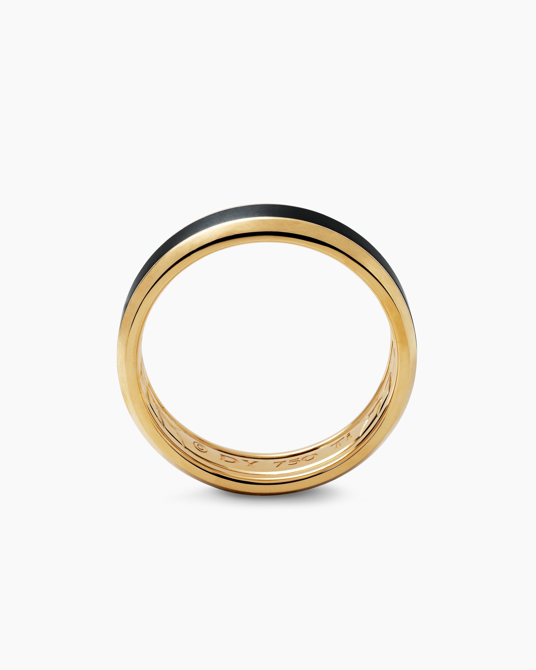 Beveled Band Ring in 18K Yellow Gold with Black Titanium, 6mm