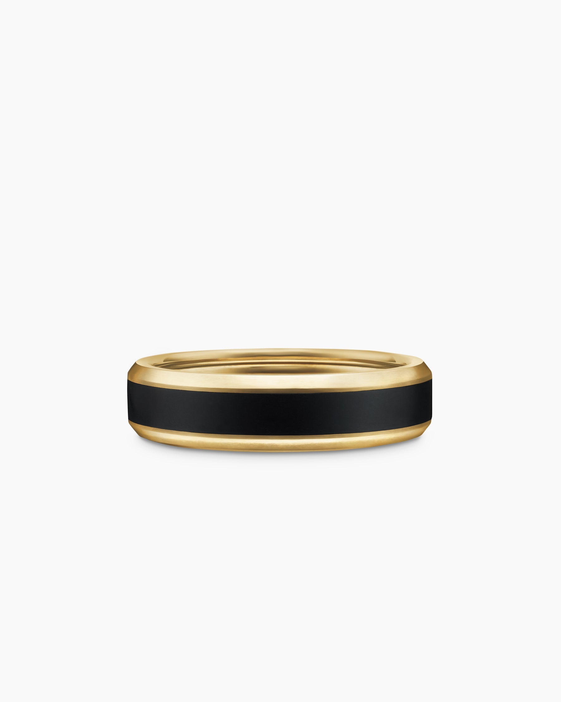 Beveled Band Ring in 18K Yellow Gold with Black Titanium, 6mm