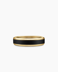 Beveled Band Ring in 18K Yellow Gold with Black Titanium, 6mm