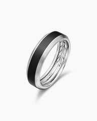 Beveled Band Ring in Grey Titanium with Black Titanium, 6mm
