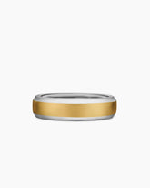 Beveled Band Ring in 18K White and Yellow Gold, 6mm