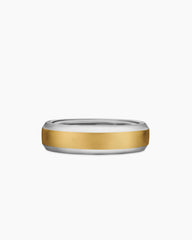 Beveled Band Ring in 18K White and Yellow Gold, 6mm
