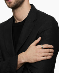 Beveled Band Ring in 18K Yellow Gold with Meteorite, 8.5mm