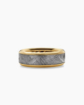 Beveled Band Ring in 18K Yellow Gold with Meteorite, 8.5mm