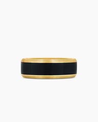 Beveled Band Ring in 18K Yellow Gold with Black Titanium, 8.5mm