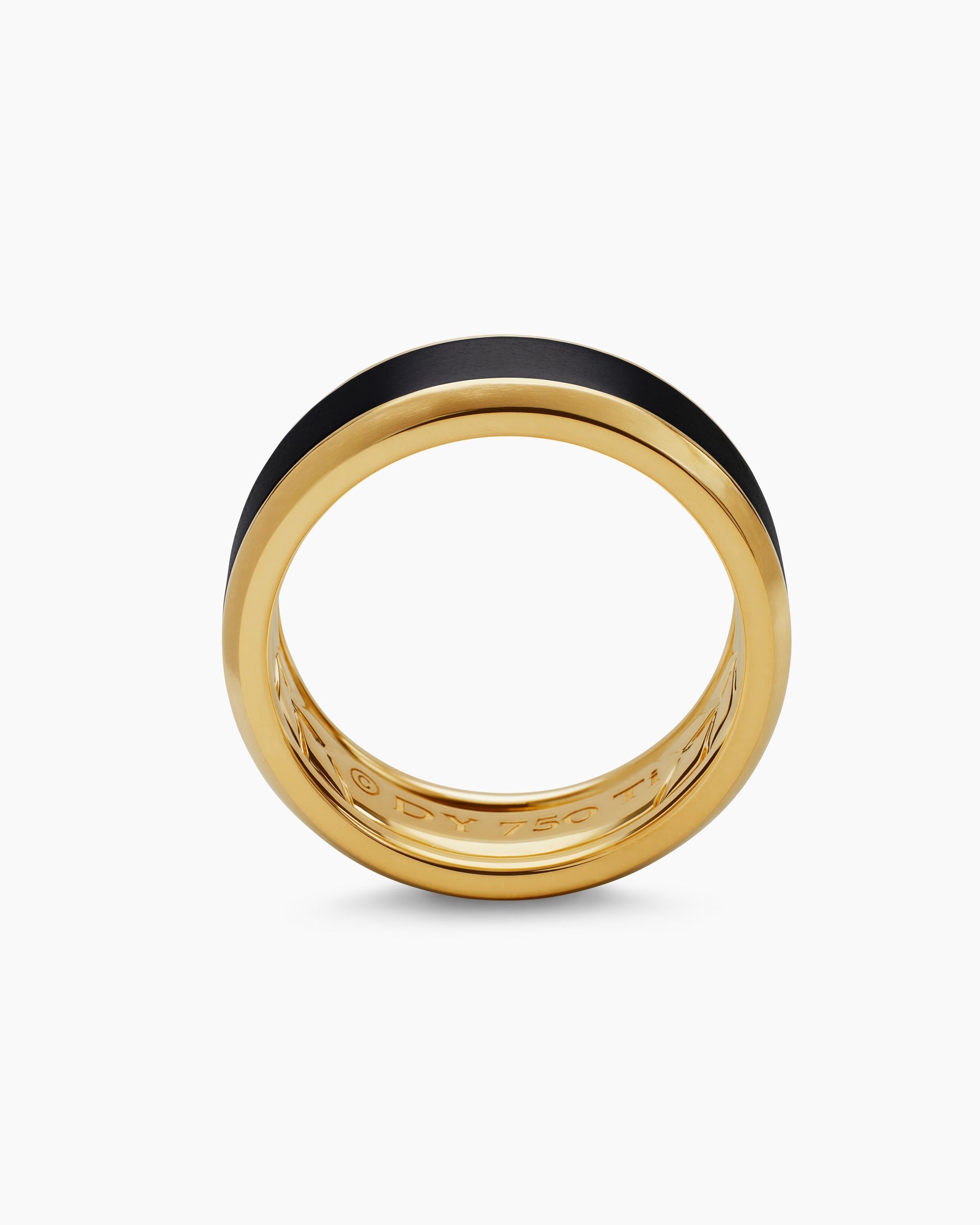 Beveled Band Ring in 18K Yellow Gold with Black Titanium, 8.5mm