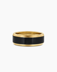 Beveled Band Ring in 18K Yellow Gold with Black Titanium, 8.5mm
