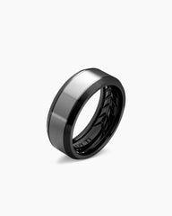 Beveled Band Ring in Black Titanium with Grey Titanium, 8.5mm