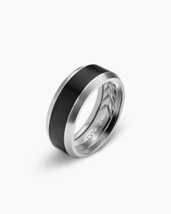 Beveled Band Ring in Grey Titanium with Black Titanium, 8.5mm