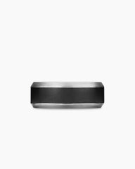 Beveled Band Ring in Grey Titanium with Black Titanium, 8.5mm