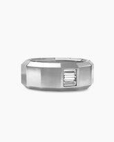 Faceted Band Ring in 18K White Gold with Center Diamond, 10mm