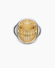 Petrvs® Scarab Signet Ring in Sterling Silver with 18K Yellow Gold, 21.5mm