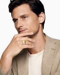 Petrvs® Scarab Signet Ring in Sterling Silver with 18K Yellow Gold, 21.5mm