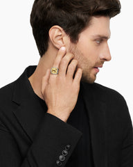 Petrvs® Horse Signet Ring in Sterling Silver with 18K Yellow Gold, 18.3mm